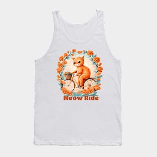 Meow Cat Riding A Bicycle Tank Top